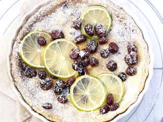 Tarta limonkowa z żurawinami